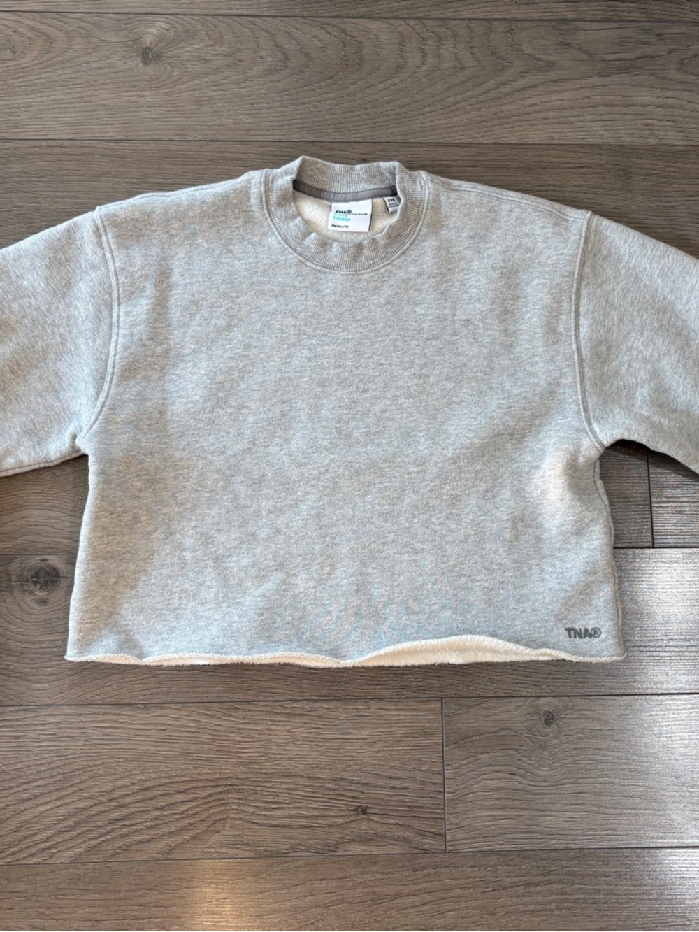 TNA Heather Gray Cropped Crewneck Sweatshirt Size-US-XXS